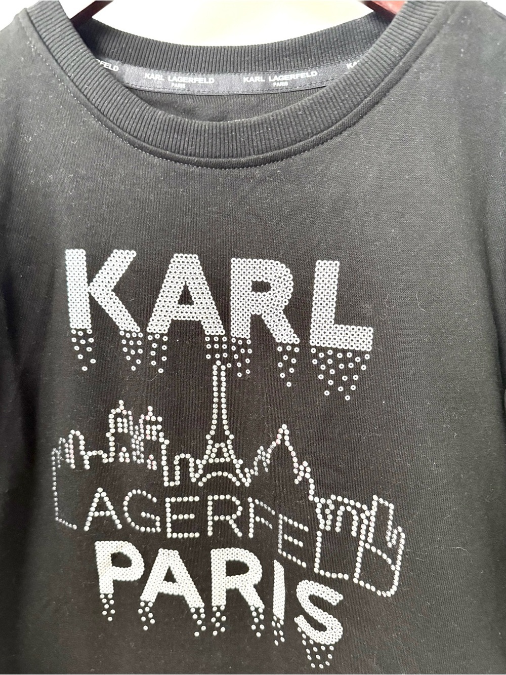 KARL LAGERFELD Paris Black Rhinestone Sweatshirt | Size XS/S - Picture 4 of 6